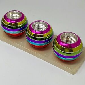 JCP Home Collection Three PC Mercury Glass Tealight Candle Holders Round Multi